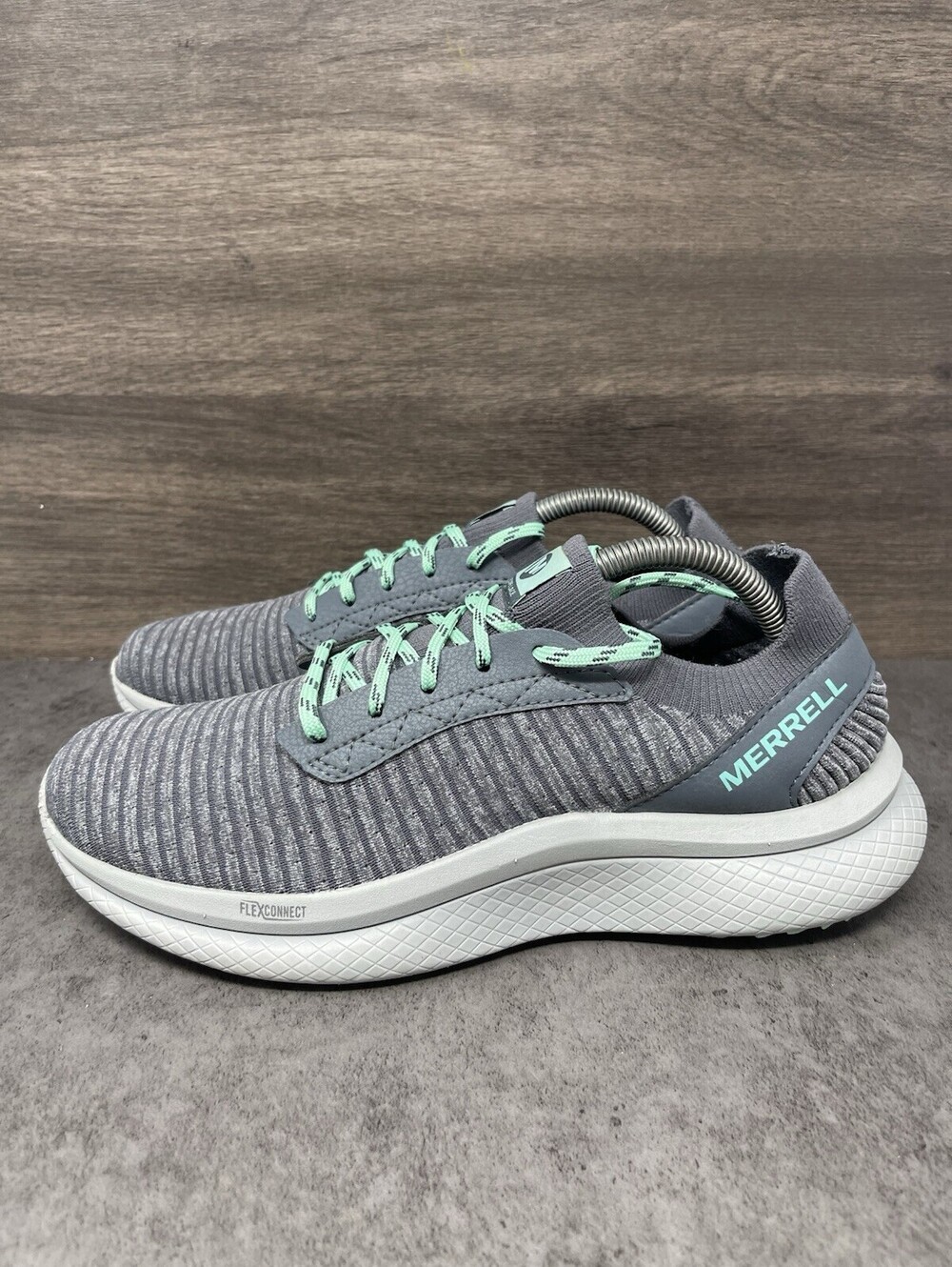 Merrell Recupe Lace Gray Mint Size 9 Womens FlexConnect Walking Running Shoes